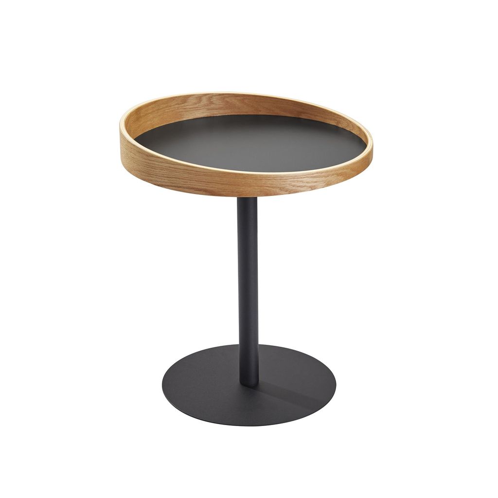 Preview image for Crater End Table, Black, Natural Oak