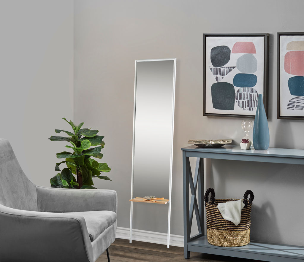 Monty Leaning Mirror, White, Natural
