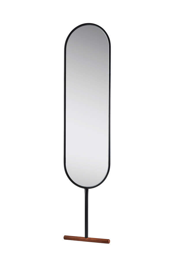 Leaning Mirror, Black, Walnut