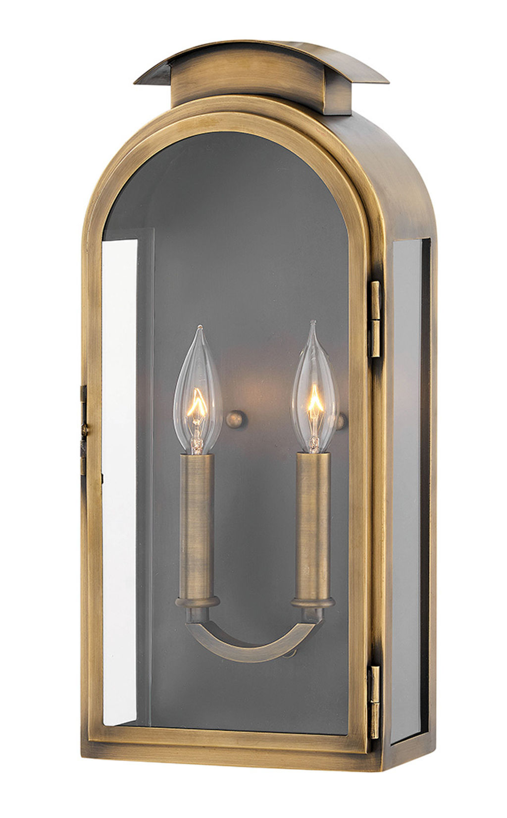 Medium Wall Mount Lantern, 8.25" X 18", Light Antique Brass