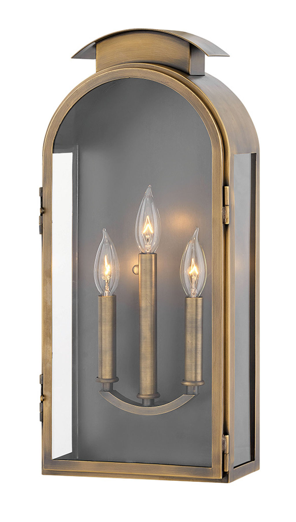 Large Wall Mount Lantern, 9.5" X 21", Light Antique Brass