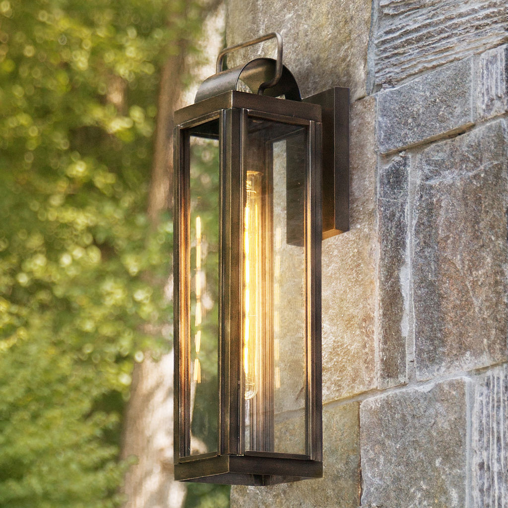 Large Wall Mount Lantern, Burnished Bronze