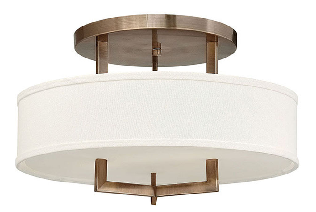 Medium Semi-Flush Mount, 20" X 12", Brushed Bronze, Metal