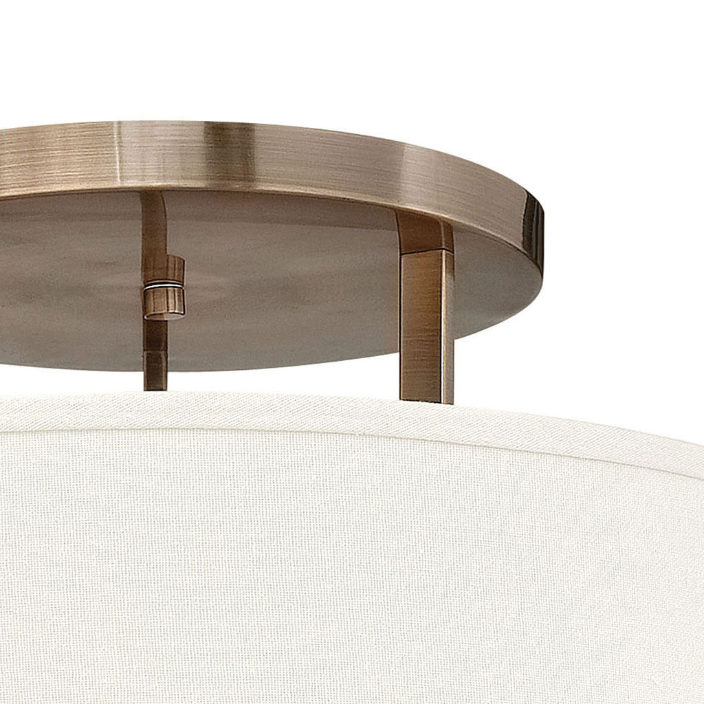Medium Semi-Flush Mount, 20" X 12", Brushed Bronze, Metal