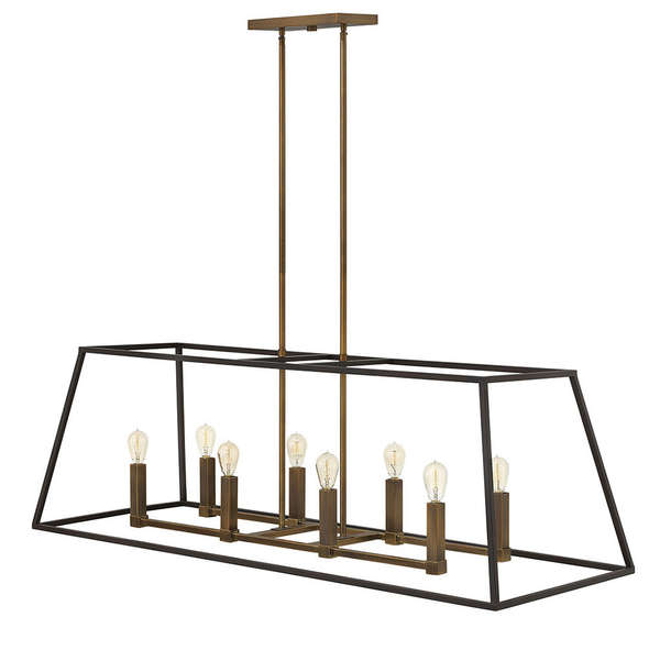 Eight Light Open Frame Linear, Bronze