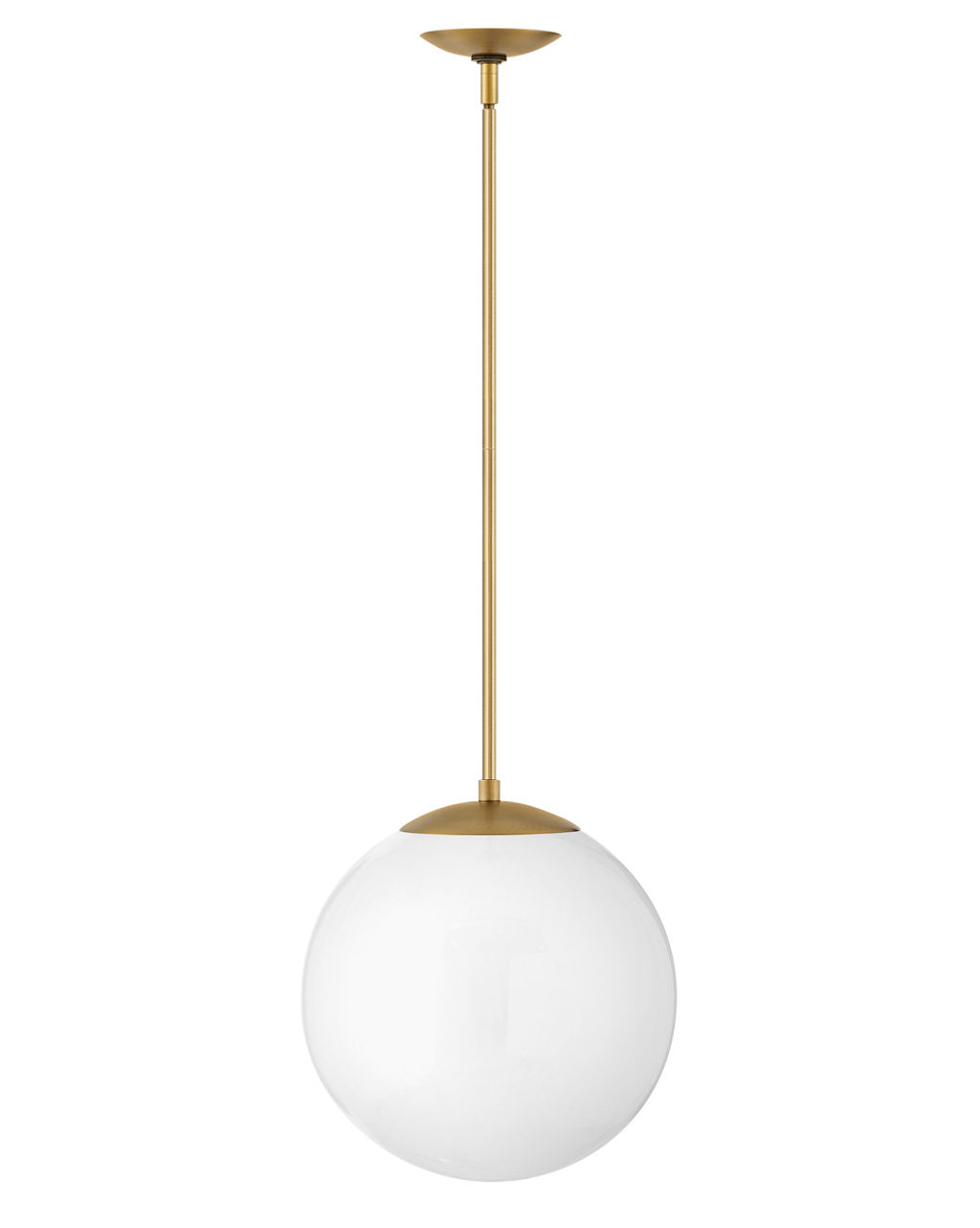 Medium Orb Pendant, Heritage Brass With White Glass