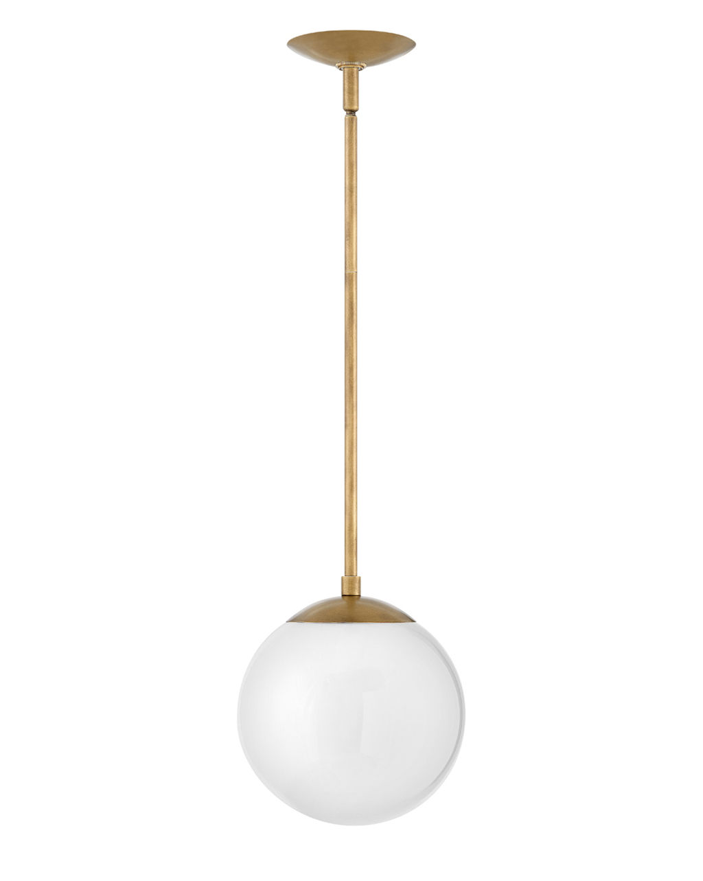 Small Pendant, Heritage Brass With White Glass