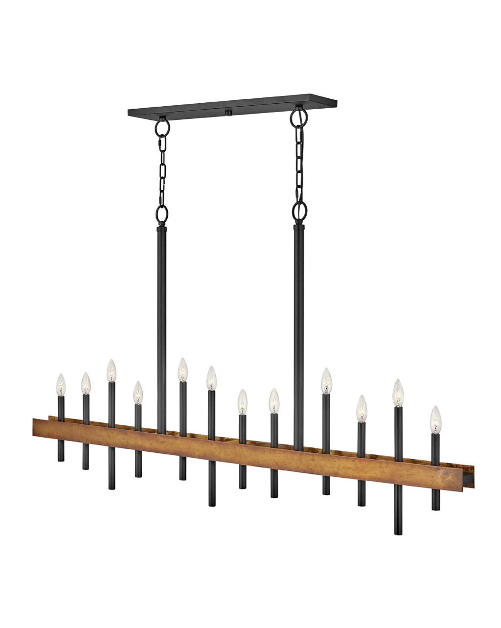 Twelve Light Linear, Weathered Brass