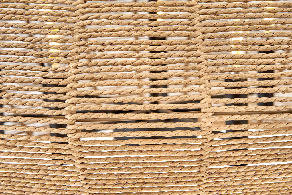 Large Convertible Pendant, Black With Camel Rattan Shade