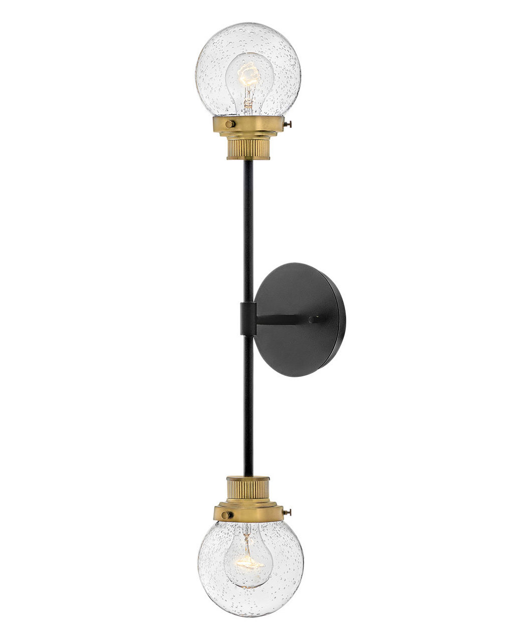 Two Light Sconce, Glass & Black