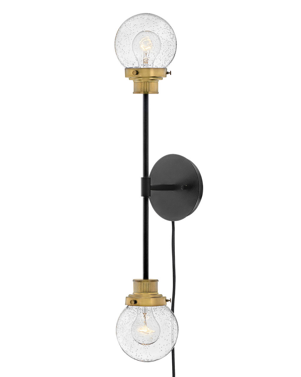 Two Light Sconce, Glass & Black