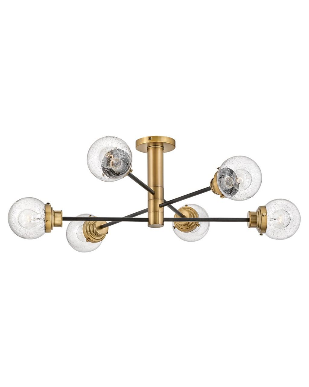 Semi-Flush Mount, Glass & Black Chandelier