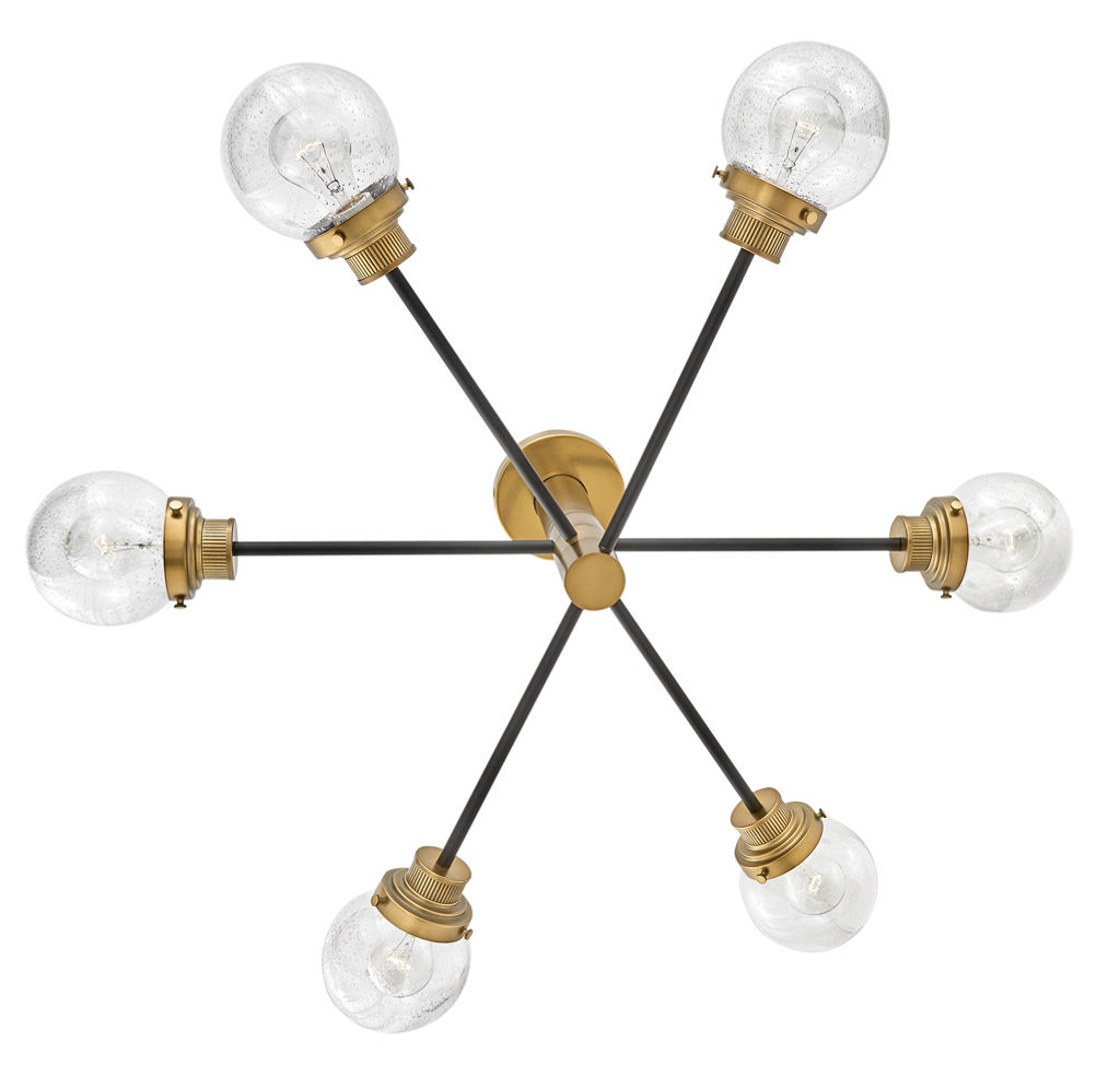Semi-Flush Mount, Glass & Black Chandelier