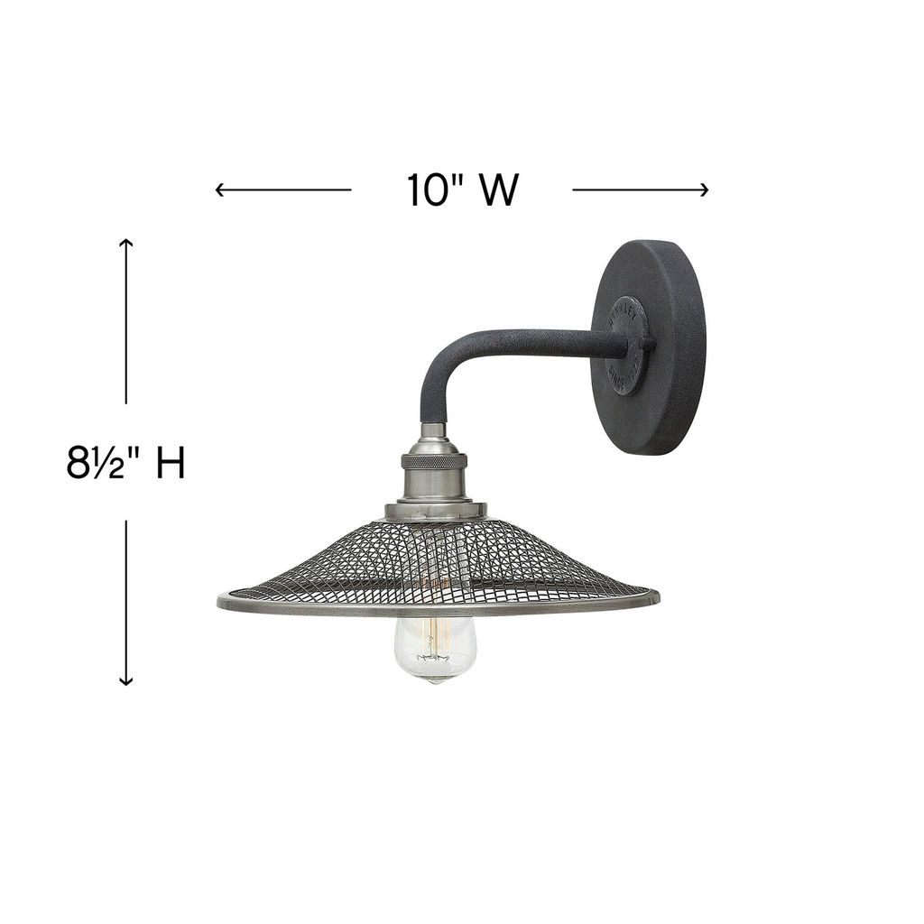 Single Light Sconce, 10" X 8.5", Aged Zinc