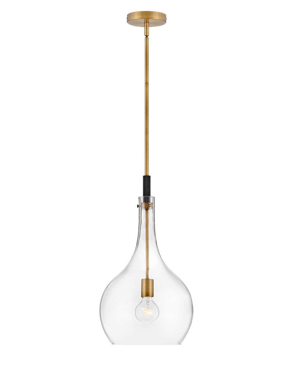 Medium Pendant, Heritage Brass With Clear Glass