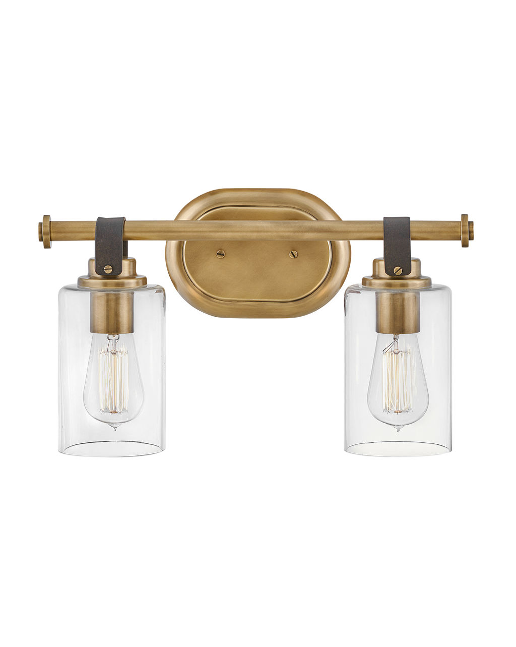 Two Light Vanity, 16" X 9.5", Heritage Brass