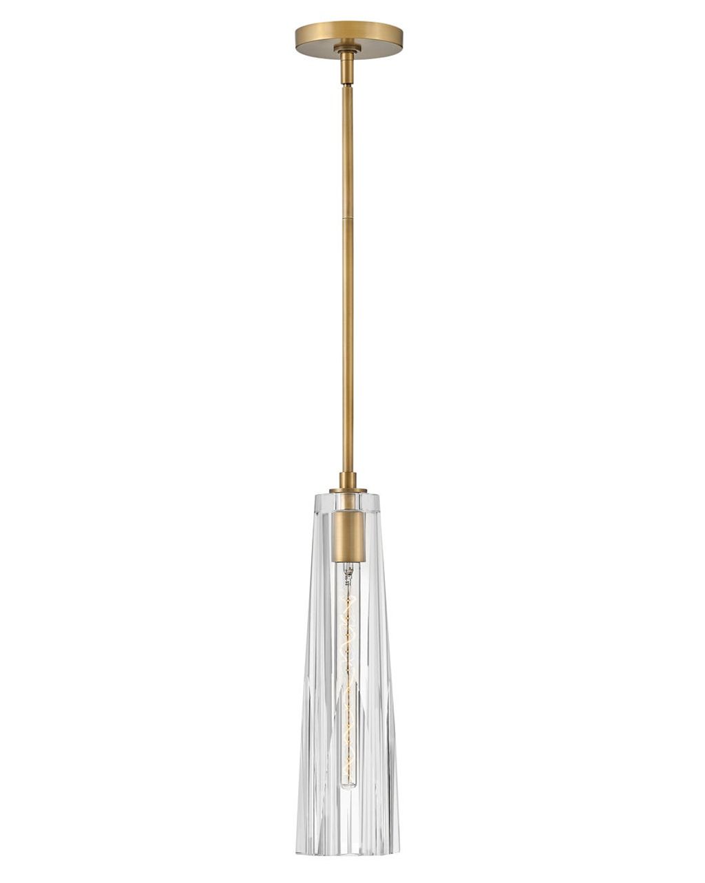 Small Pendant, 5" X 17", Heritage Brass With Clear Glass