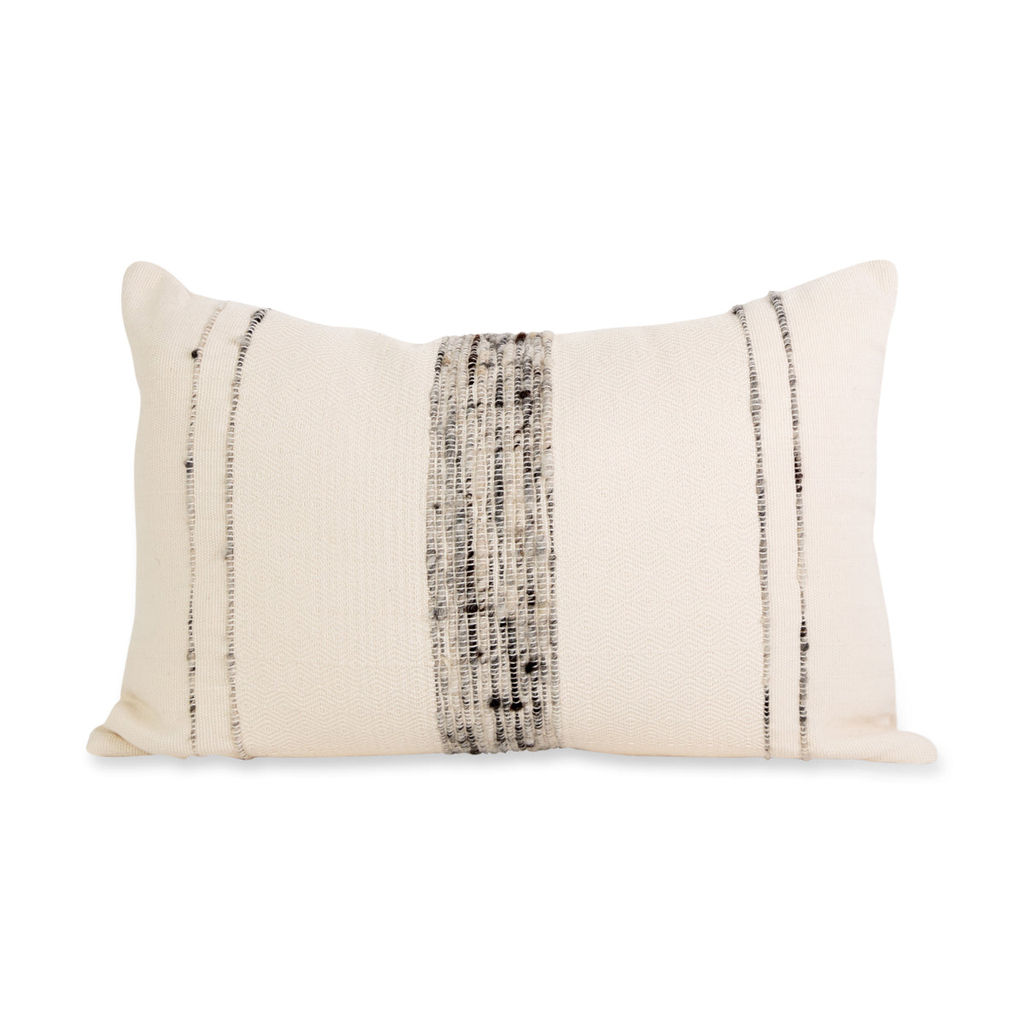 Preview image for Lumbar Pillow Small - Ivory With Grey Stripes Cover Only 21" X 13"