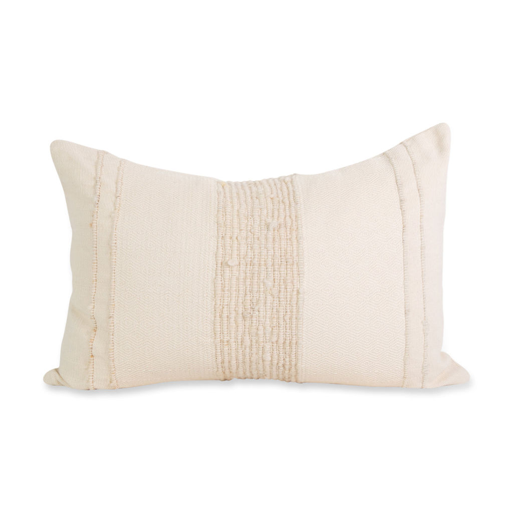 Preview image for Bogota Lumbar Pillow Small - Ivory With Ivory Stripes Cover Only 21" X 13"