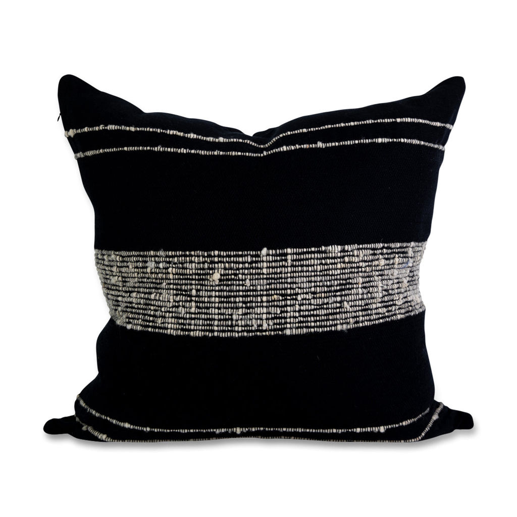 Preview image for Bogota Pillow - Black With Ivory Stripes Cover Only 20" X 20"