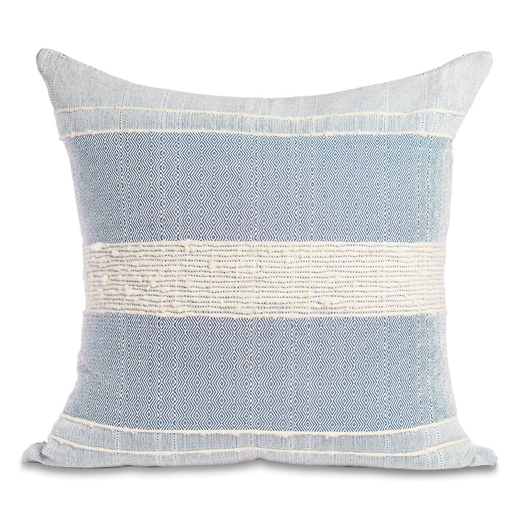 Bogota Pillow - Blue With Ivory Stripes Cover Only 24" X 24"