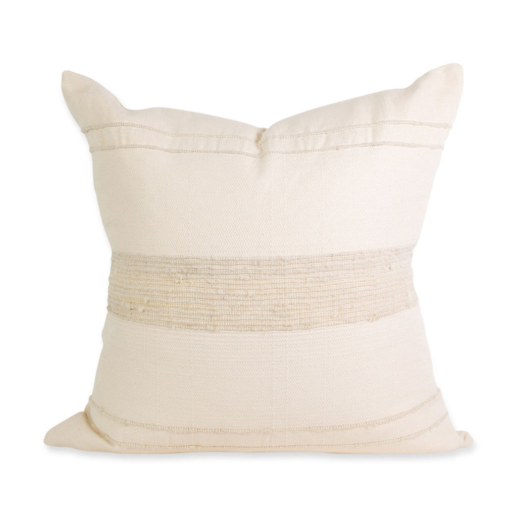 Preview image for Bogota Pillow - Ivory With Ivory Stripes Cover Only 24" X 24"