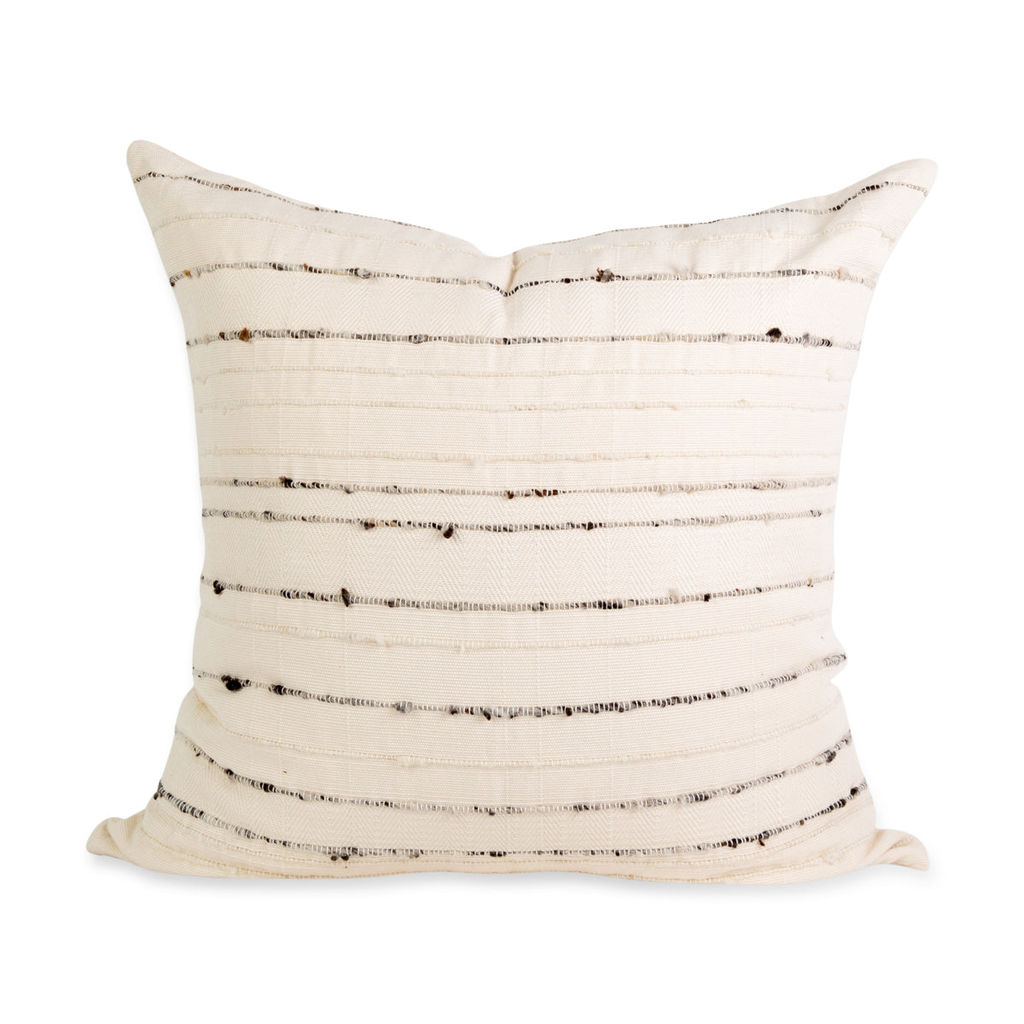 Preview image for Carmen Pillow - Ivory With Grey/Ivory Stripes Cover Only 24" X 24"