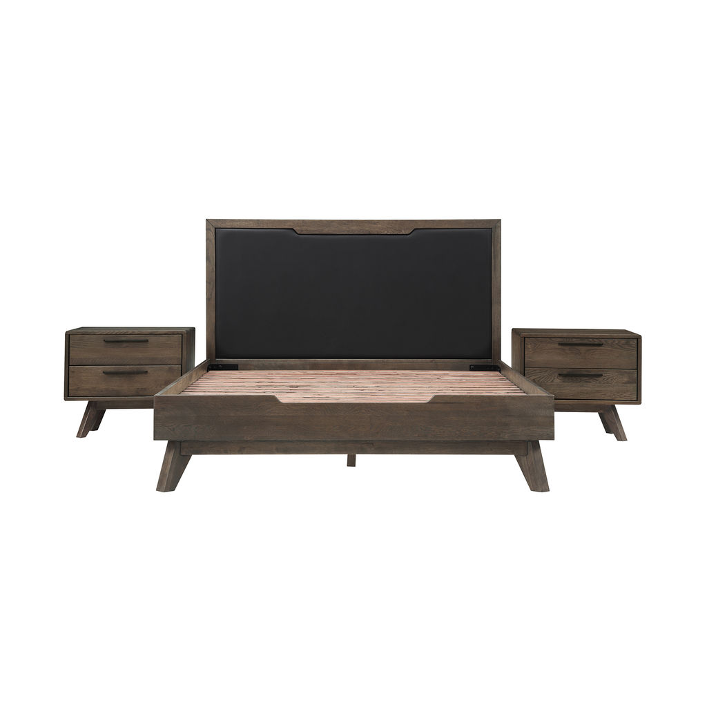 Preview image for Astoria 3 Piece Queen Bedroom Set In Oak With Black Faux Leather
