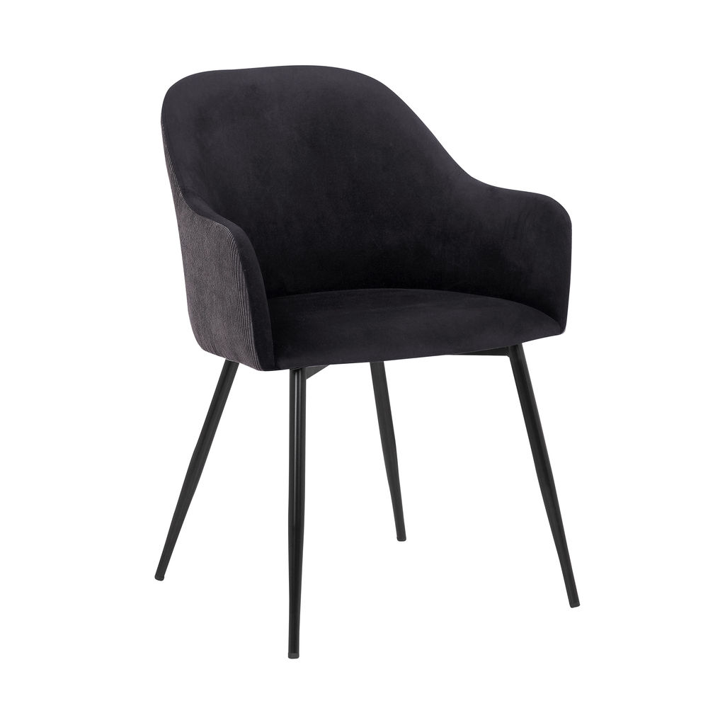 Preview image for Pixie Black And Dark Grey Fabric Dining Room Chair With Black Metal Legs