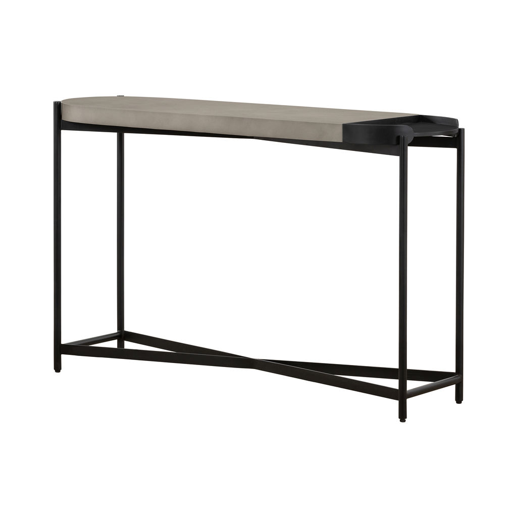 Dua Concrete And Black Metal Modern Console Table