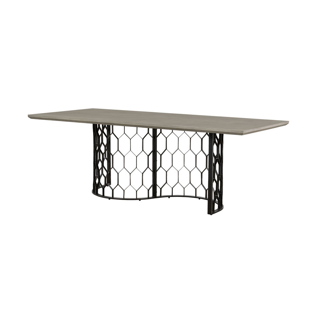 Preview image for Concrete And Black Metal Rectangular Dining Table