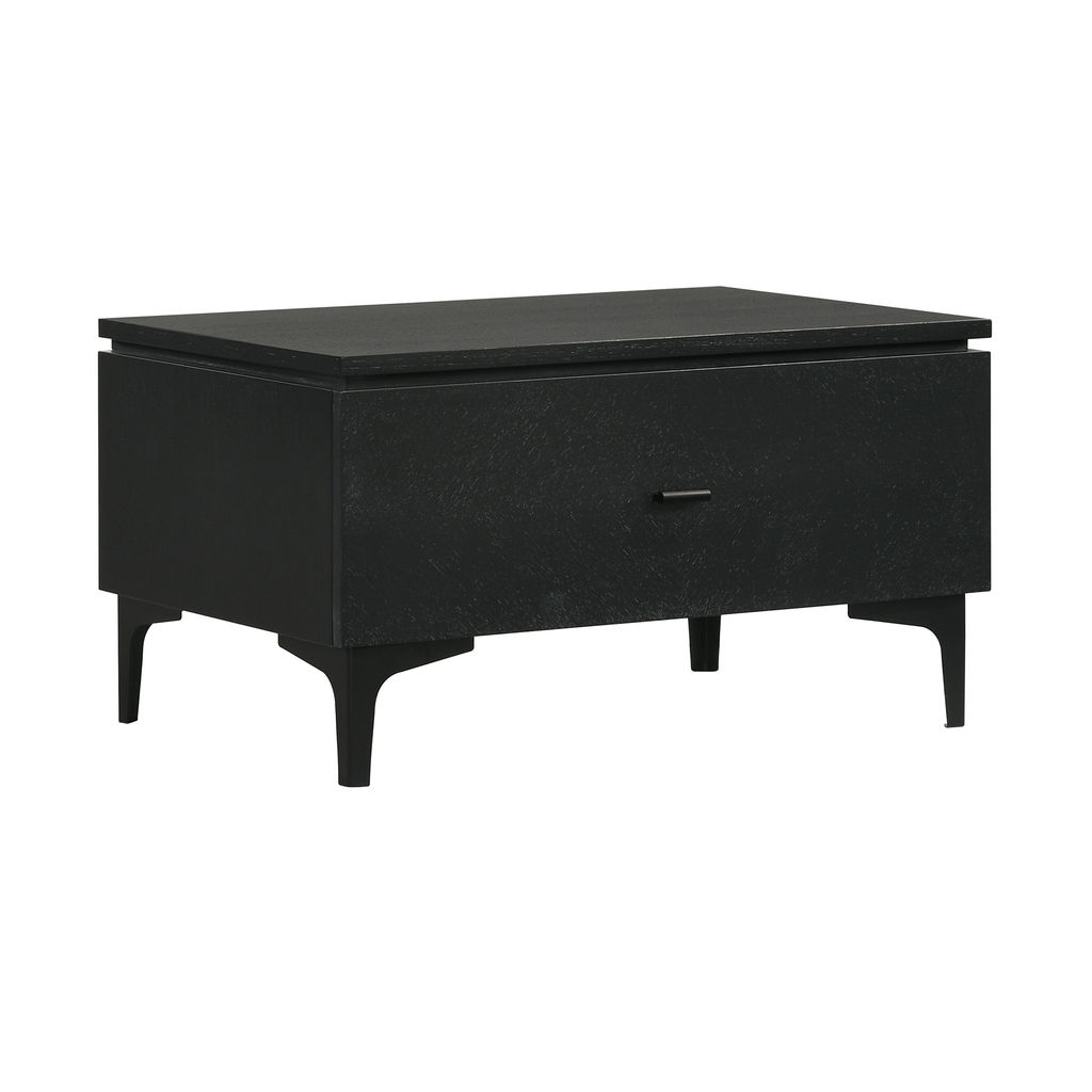 Legend Black Glaze Ash Veneer 1 Drawer Nightstand With Metal Legs