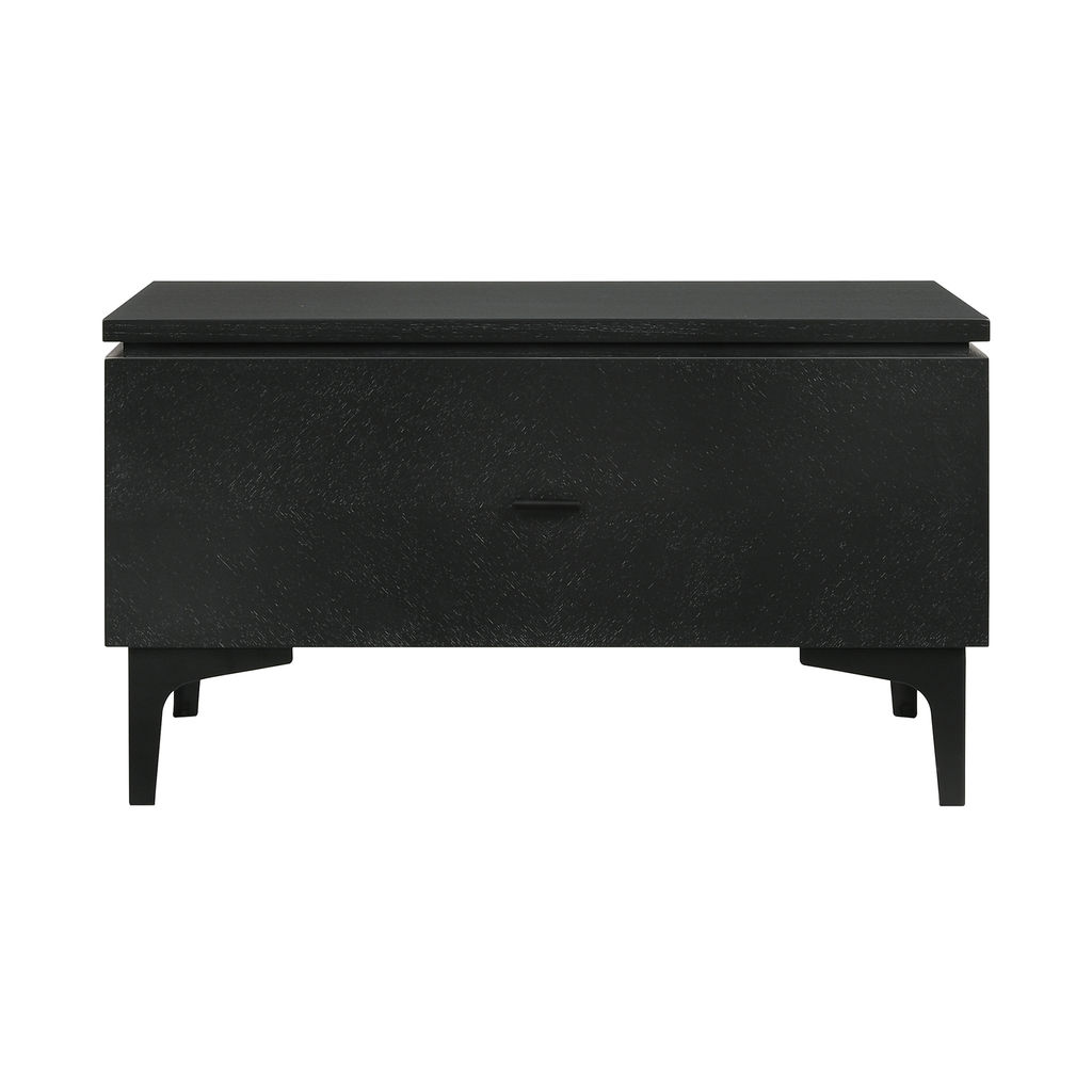 Legend Black Glaze Ash Veneer 1 Drawer Nightstand With Metal Legs
