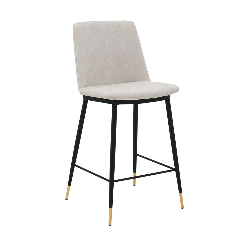 Preview image for Messina 26" Cream Faux Leather And Metal Counter Height Bar Stool