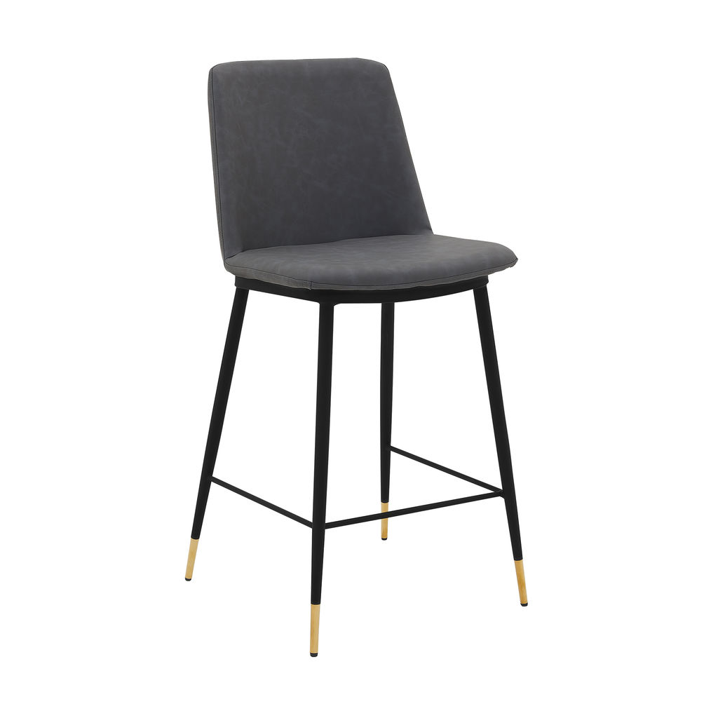 Preview image for Messina 26" Gray Faux Leather And Metal Counter Height Bar Stool
