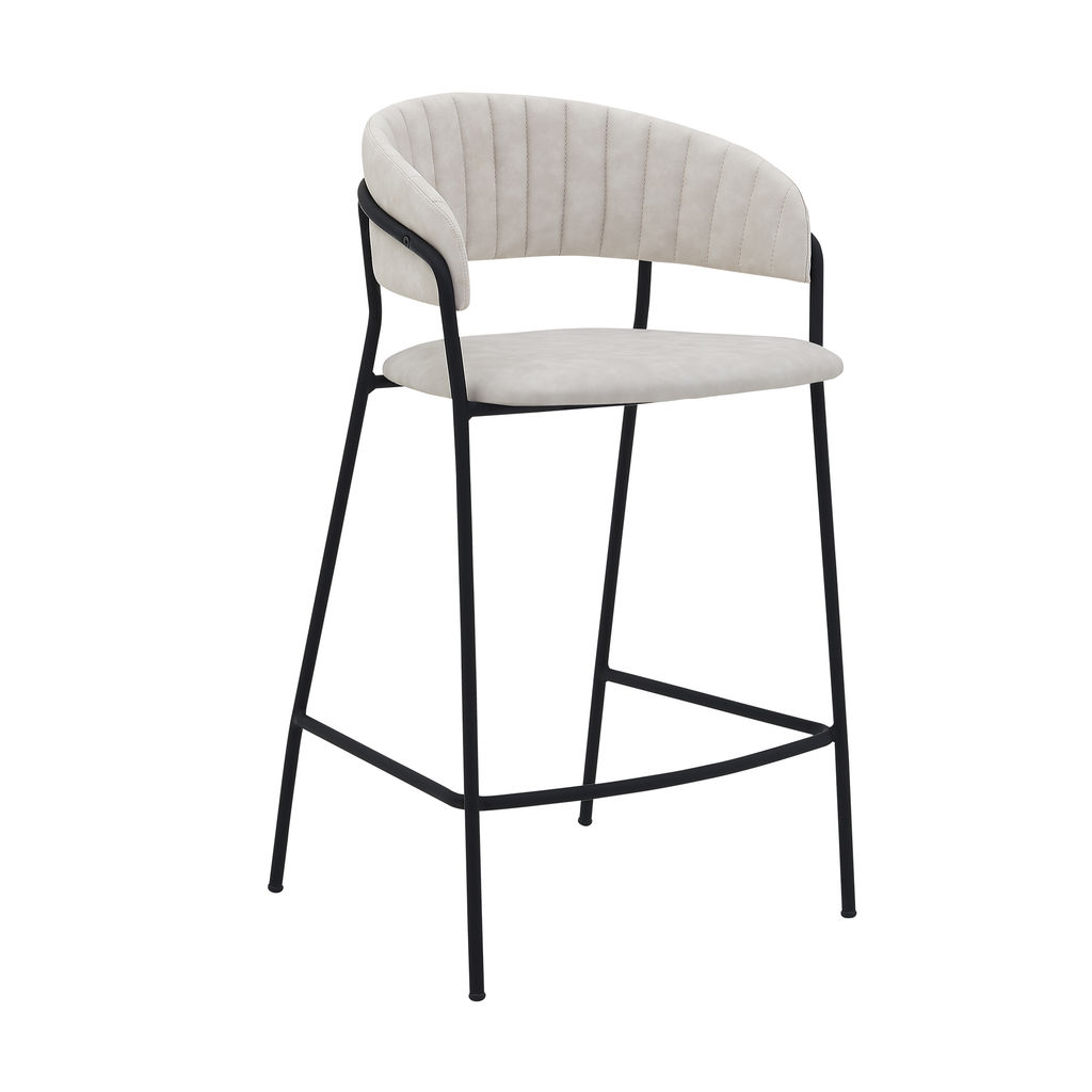 Preview image for Nara 26" Cream Faux Leather And Metal Counter Height Bar Stool