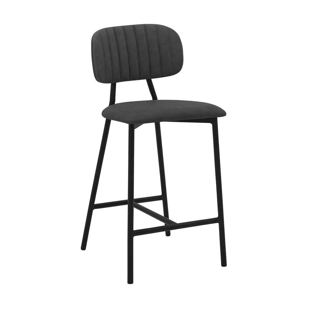 Preview image for Rococo 26" Gray Faux Leather And Metal Counter Height Bar Stool