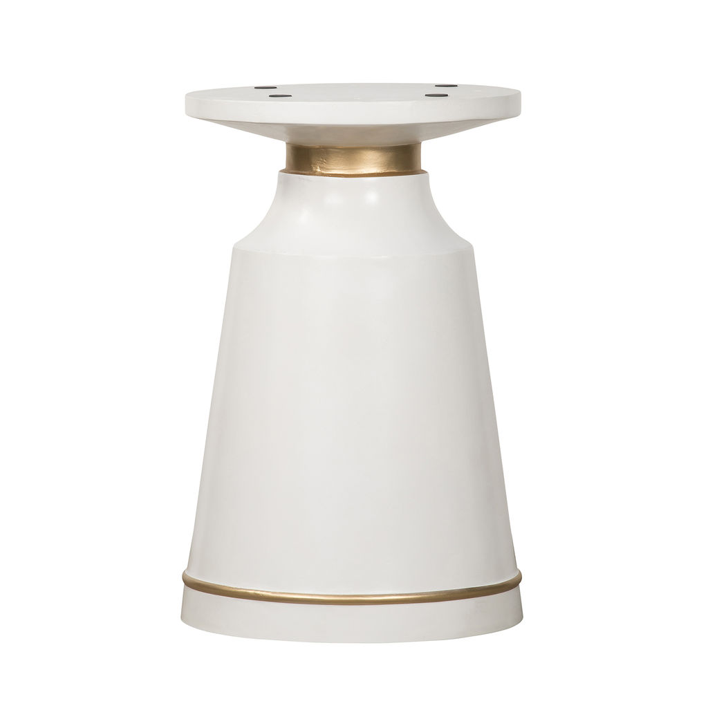 Pinni White Concrete Round Dining Table With Bronze Painted Accent