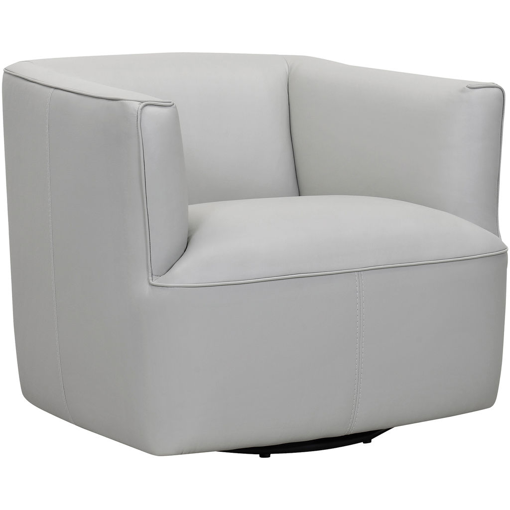 Preview image for Whitney Swivel Dove Gray Genuine Leather Barrel Chair