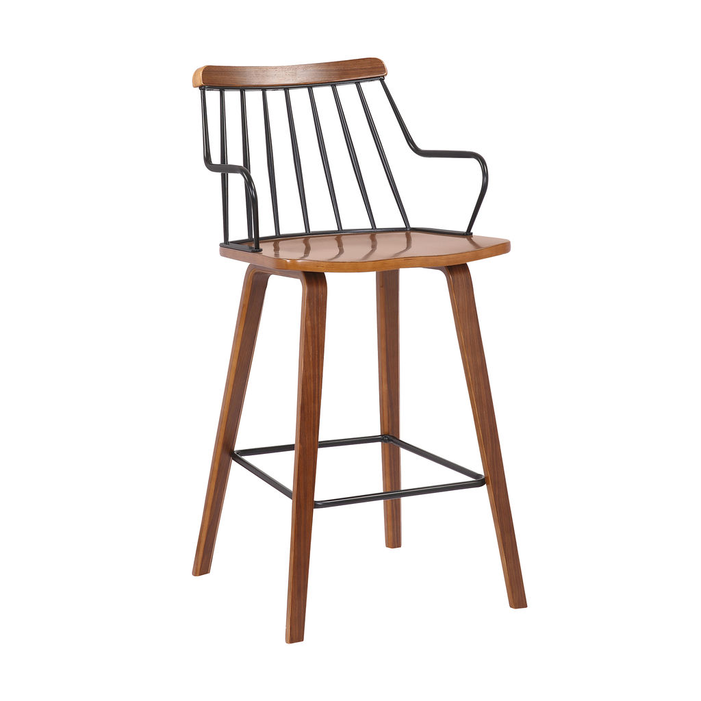 Preview image for Micah Walnut And Metal Modern 26" Counter Height Bar Stool