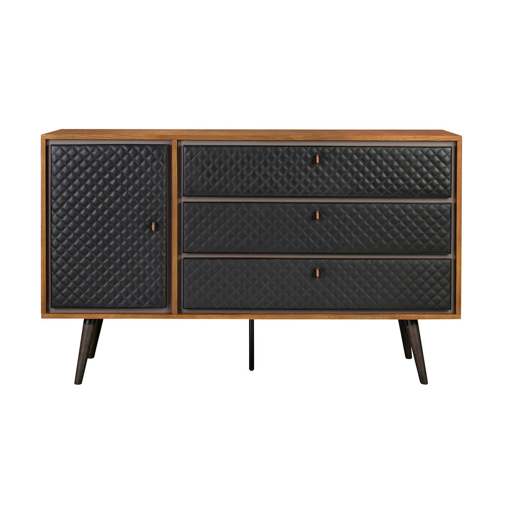 Preview image for Coco Rustic Oak Wood And Faux Leather Dresser