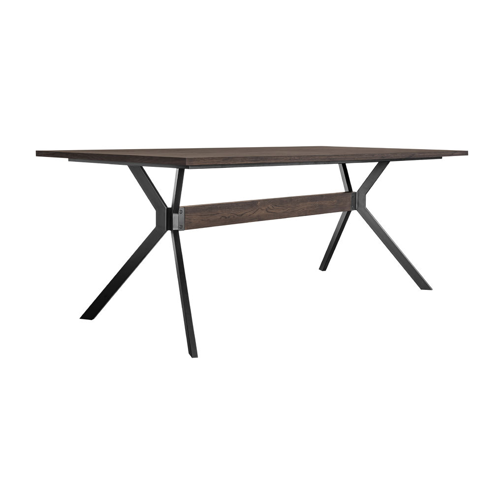 Preview image for Nevada Rustic Oak Wood Trestle Base Dining Table In Dark Brown