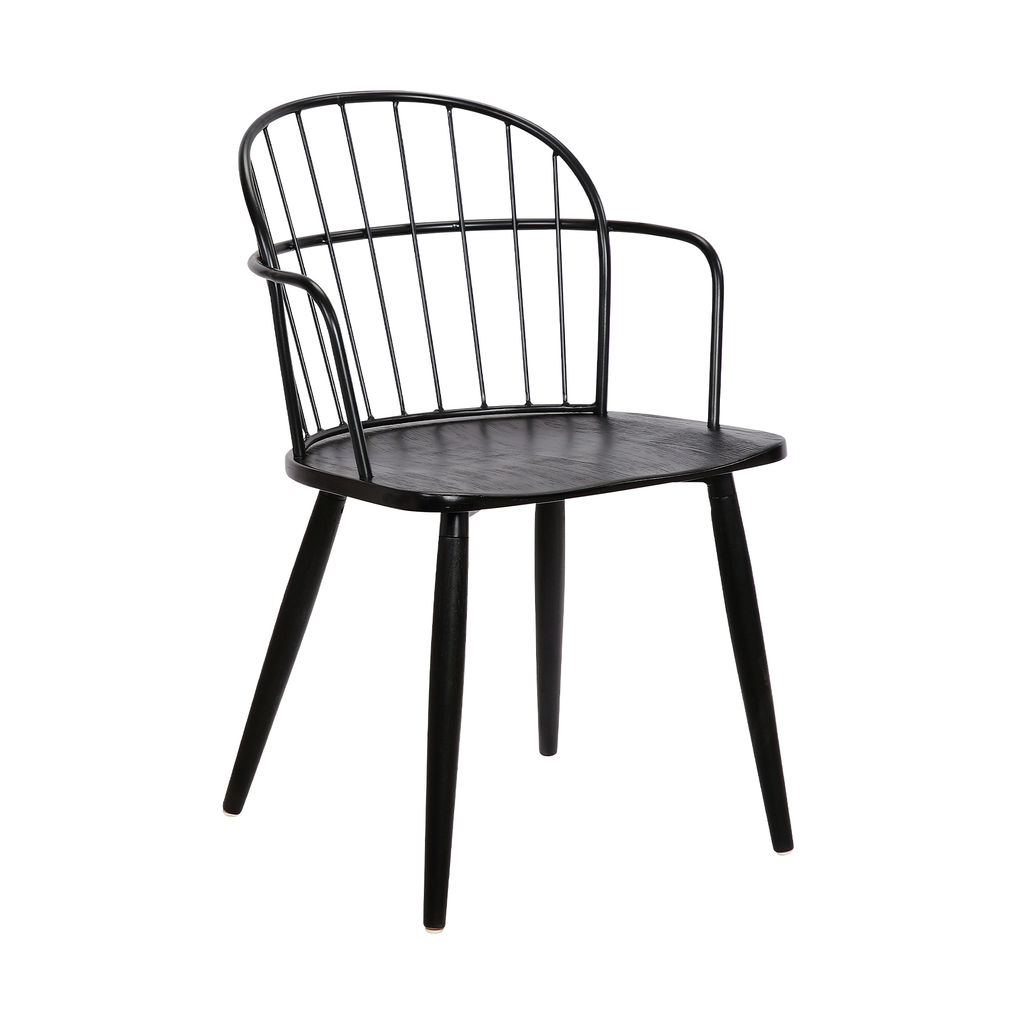 Black Steel + Wood Dining Chair