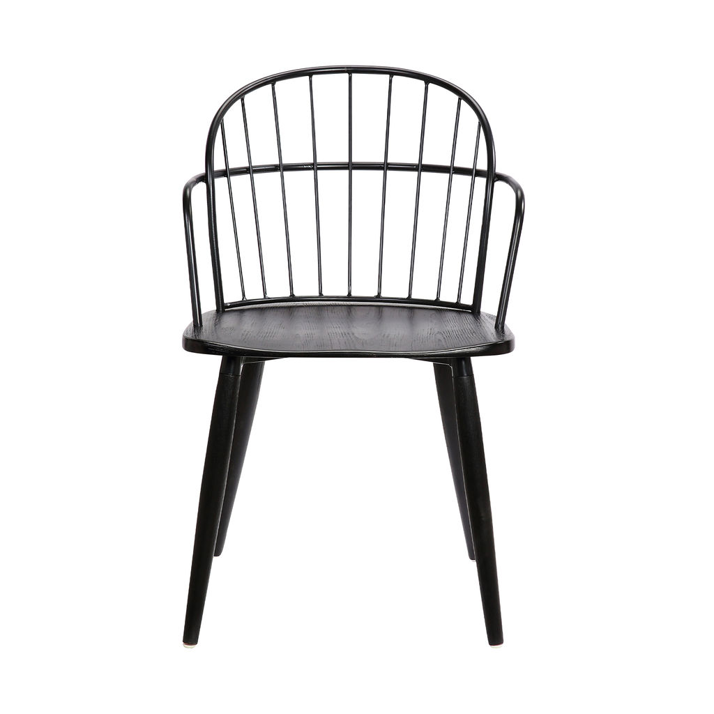 Black Steel + Wood Dining Chair