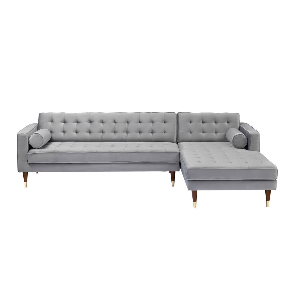 Preview image for Somerset Gray Velvet Mid Century Modern Right Sectional Sofa