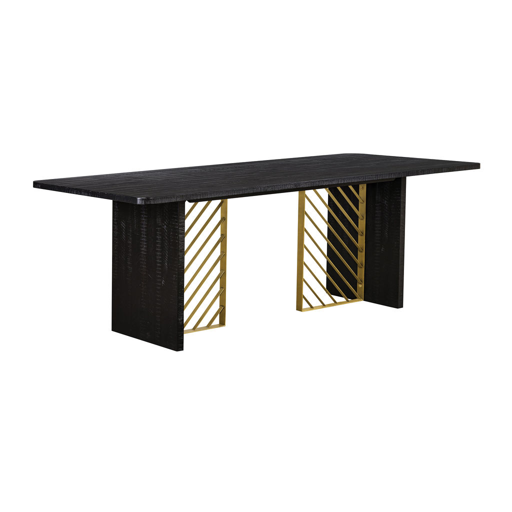 Preview image for Black Wood Dining Table With Antique Brass Accent