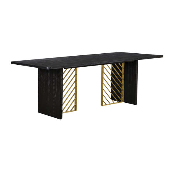 Black Wood Dining Table With Antique Brass Accent