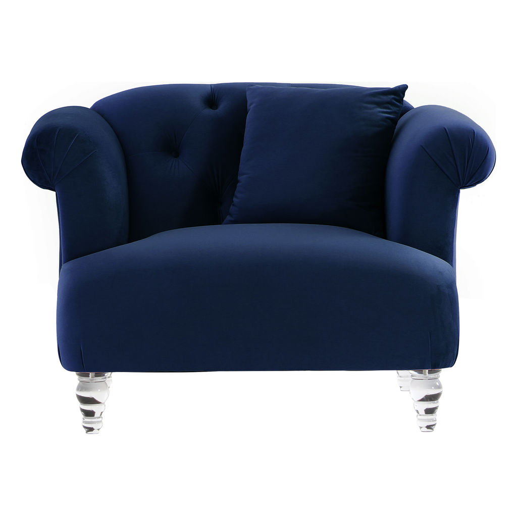 Preview image for Elegance Contemporary Chair In Blue Velvet With Acrylic Legs