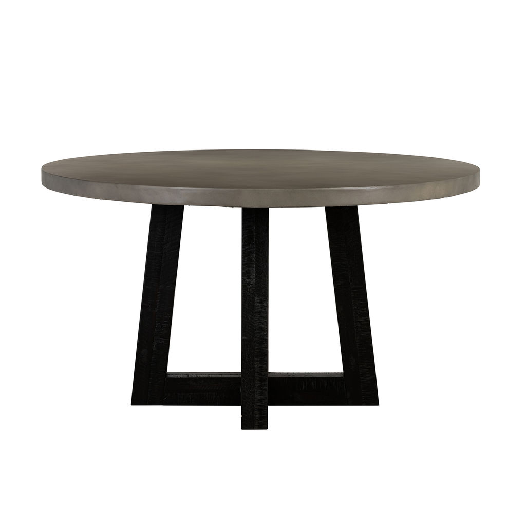 Chester Modern Concrete And Acacia Round Dining Table