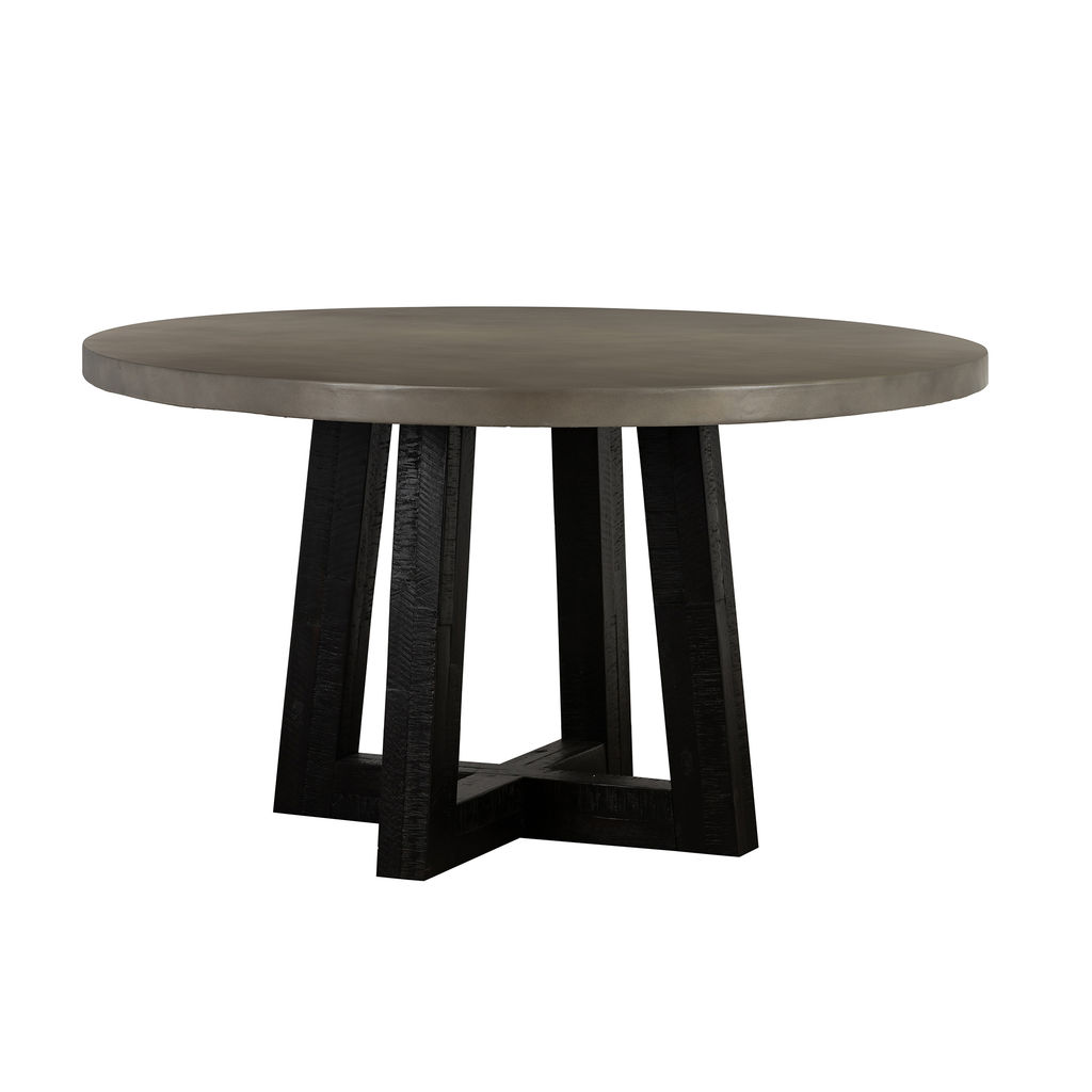 Chester Modern Concrete And Acacia Round Dining Table